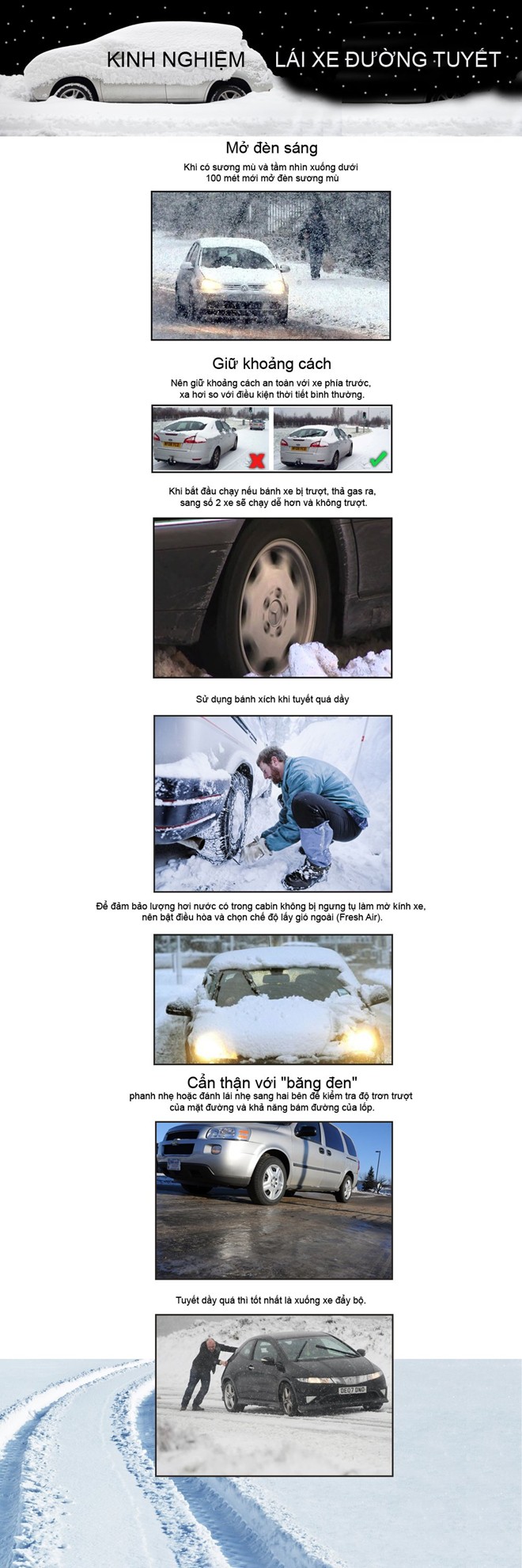 Kĩ năng lái xe an toàn trên đường băng tuyết